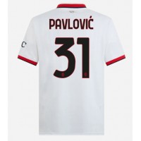 Camisa de Futebol AC Milan Strahinja Pavlovic #31 Equipamento Secundário 2024-25 Manga Curta